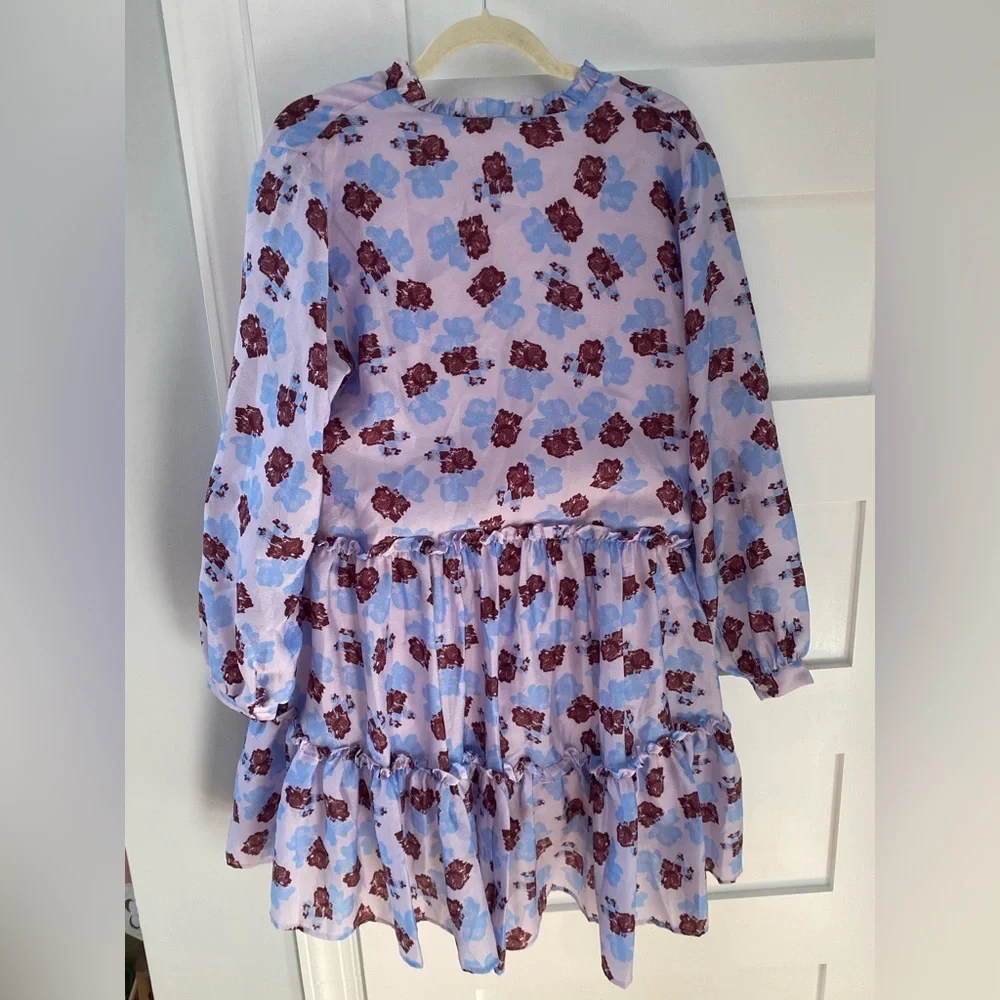 Stella Nova Designer Ruffle tiered long sleeve mini dress